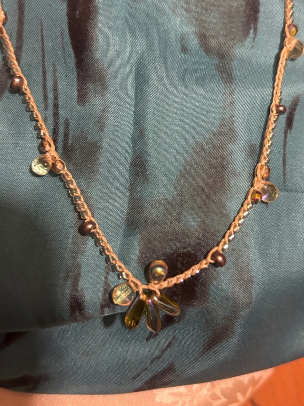 Olive Green Bead & Pendant Necklace for Women